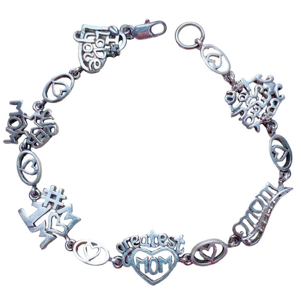 925 Sterling Silver I love You Super Mom Greatest You're the best Link bracelet